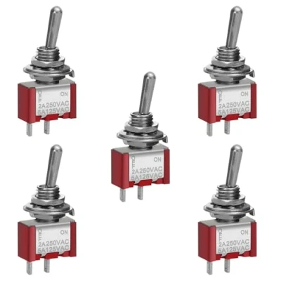 Bild av Heschen miniatyr strömbrytare MTS 101 ON OFF SPDT 2 stift, A 250 V, 5 120 UR listat paket med