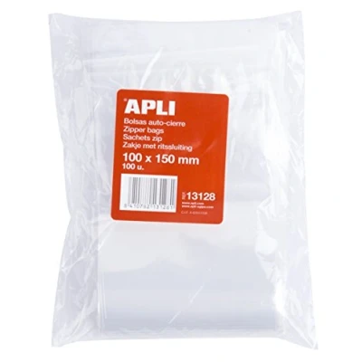 Bild av APLI 13128 Återförslutningsbar plastpåse 100 x 150 mm förpackning med