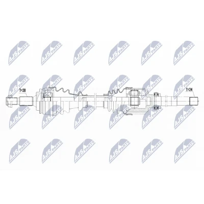 Bild av NTY NPW PE 019 Arbre de transmission Essieu avant droit 935, 294 avec roulement PEUGEOT: 308 II 3/5 portes, SW 2