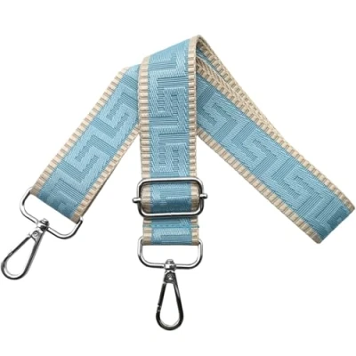 Bild av axelrem för väska väskremmar ombyte, justerbar väskrem bred 3,8 cm med silver karbinhake fickband bärrem handväskor dam, färgglad, K, Khaki/ljusblå, 80 130cm