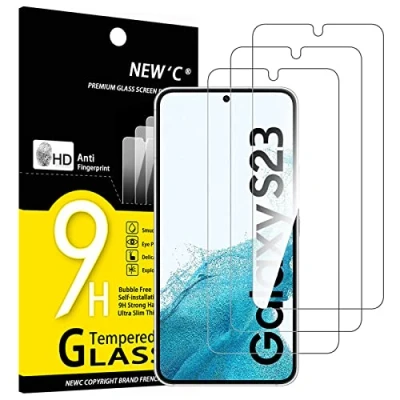 Bild av NEW&#039;C 3 Pack, skärmskydd i glas för Samsung Galaxy S23, bubbelfri, 9H hårdhet, 0,33 mm ultratransparent, ultrabeständigt härdat