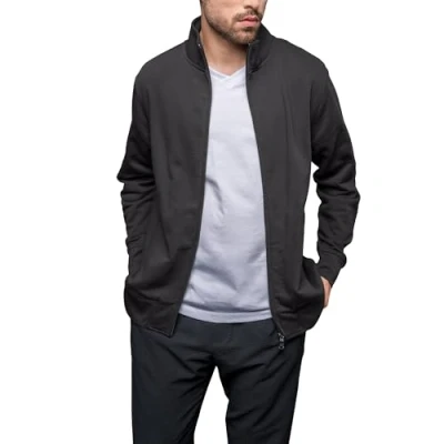 Bild av HRM Herr premium sweatjacka med full dragkedja I Fair Trade herrtröja, 360 g/m² tillverkad av 70% bomull och 30% återvunnen polyester, Mörkgrå, 6XL