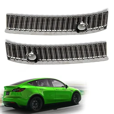Bild av Shop4EV skyddskåpa bagageutrymme lastkant lastkantskydd tillbehör rostfritt stål set 2 delar skydd stötfångarskydd kompatibel med Tesla Model Y (svart)