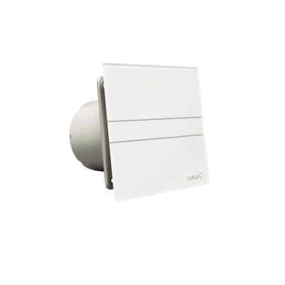 Bild av E 100 GT badrumsfläkt Series Glass timer Vit glasfront Med Energiklass B Tyst 15 cm bred Cata