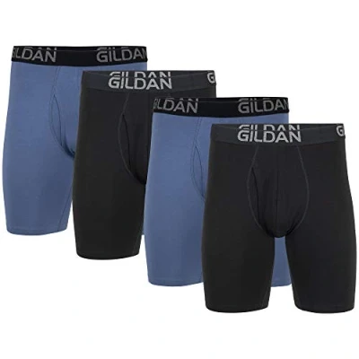 Bild av Gildan herr Boxerkalsonger Cotton Stretch Boxer Brief, Multipack, Svart sot/skifferblå (4 pack, långt ben), XXL