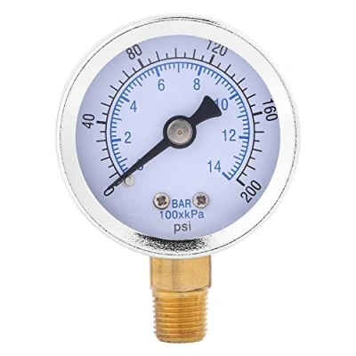 Bild av 1/8&quot;NPT vattentrycksmätare, 0 14bar 200psi Dual Scale Hydrauliska tryckmätare golvmontering, TS 40