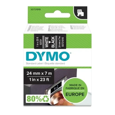 Bild av DYMO Original D1 etikettband vit på svart 24 mm x 7 m självhäftande tejp för LabelManager märkningsanordning