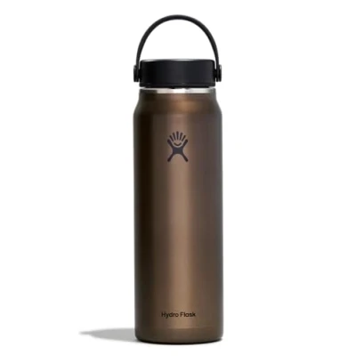 Bild av Hydro Flask lätt drickflaska 946 ml (32 oz) Trail Series, vakuumisolerad, återanvändbar vattenflaska av rostfritt stål med läckagesäkert flex lock bred öppning obsidian