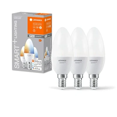 Bild av LEDVANCE smart LED lampa med WiFi teknik, E14 bas, matt optik ,Ljusfärgen kan ändras (2700K 6500K), 470 Lumen, ersätter 40W belysningsmaterial dimbar, 3 Pack