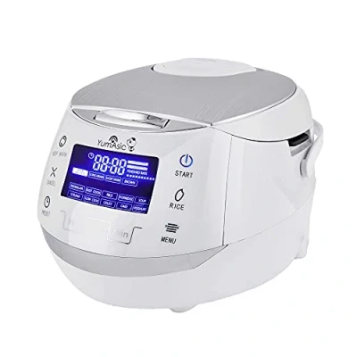 Bild av Yum Asia Sakura riskokare med keramisk skål och avancerad fuzzy logik (8 koppar, 1,5 liter) 6 riskokningsfunktioner, multikokningsfunktioner, Motouch LED skärm, 220 240V (Vit silver)