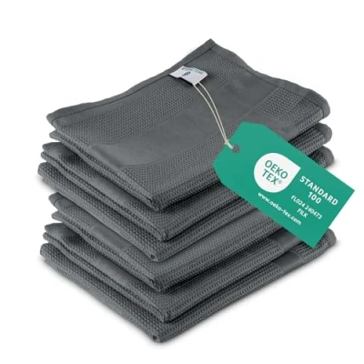 Bild av ELEXACLEAN Diskhanddukar mikrofiber (set om 6, 68 x 42 cm, grå/antracit) absorberande, tvättbara upp till 60 C, kökshanddukar, moderna kök