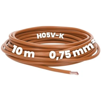 Bild av Kalitec 10 meter H05V K 0,75 mm² brun Kabeldragning I ledarkabel PVC Enledarkabel mm2 Fintrådig kabel Enledare