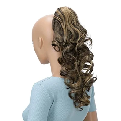 Bild av CAISHA 40cm Hårstycke Fläta Hästsvans Hårförlängning Voluminös Vågig Brun Blond Mix H218