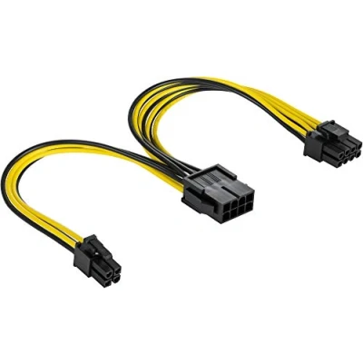 Bild av Poppstar CPU kabel 8 pin till (6 + 2 pin) och 4 (längd 20 cm) nätaggregatförlängningskabel ATX 12 V/EPS 12V