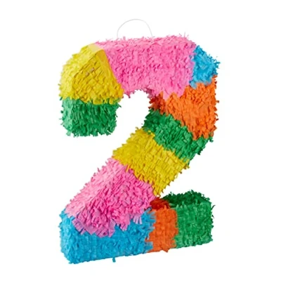 Bild av Relaxdays 10025189_904 Birthday nummer Pinata födelsedag, 2, för upphängning, barn och vuxna, papper självfyllning, Piñata, färgglada
