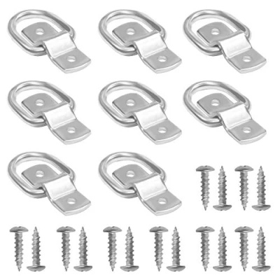 Bild av Belle Vous Järn Bindning D Ring Uppsättning med Fästen och Skruvar (8 Pack) 4.6 x 3.8cm Håller 400kg Säkrande Ankare Laddningskrokring för Båtar, Släpvagnar, Frakt, Lastbilar &amp; Skåpbilar