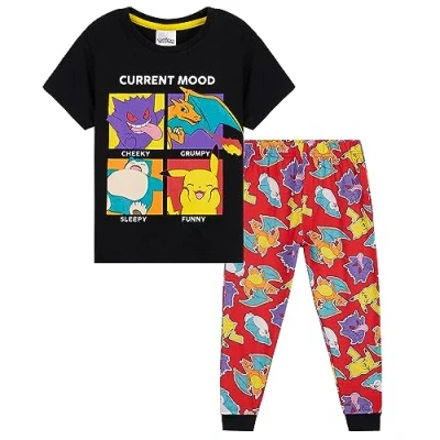 Bild av Pokemon pyjamas pojkar barn 414 år sommar vinter nattkläder topp kort pyjamasbyxor lång, Multi/svart, 5 6
