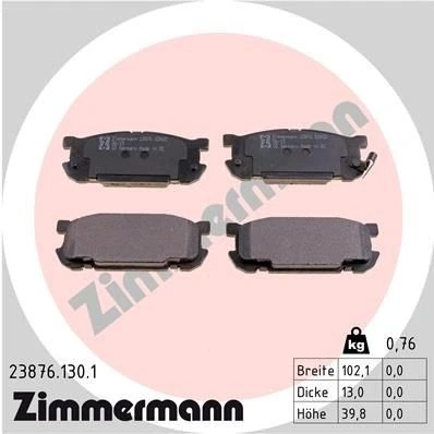 Bild av ZIMMERMANN 23876.130.1 Jeu de plaquettes frein avec indicateur d&#039;usure la photo correspond au contenu livraison MAZDA: MX 5 2