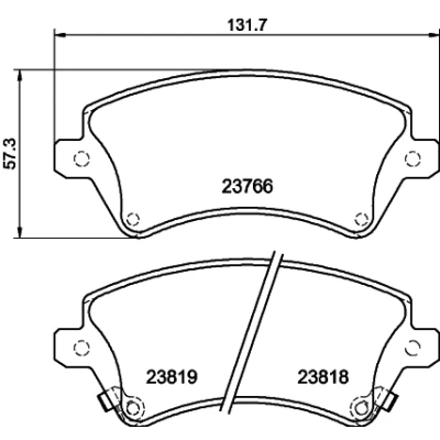 Bild av HELLA 8DB 355 017 241 Jeu de plaquettes frein avec indicateur d&#039;usure TOYOTA: Corolla IX 3/5 portes, Berline, Station Wagon