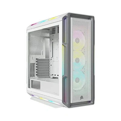 Bild av Corsair iCUE 5000T RGB Mid Tower ATX PC Case (208 Addressable LEDs, Fits Multiple 360mm Radiators, Easy Cable Management, Three Included LL120 Fans, COMMANDER CORE XT Controller) Vit