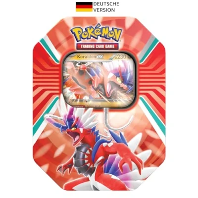 Bild av Pokémon samlarkortspel: Tin Box Paldea Legends Koraidon (1 holografiskt kort och 4 boosterförpackningar)