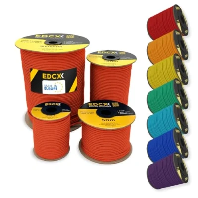 Bild av EDCX 4mm Nylon Paracord 550 30m (100 fot) Typ III, 100% nylonrep, 7 trådsrep, nylonrep i enfärgade färger (Sofit Orange, 30 m)