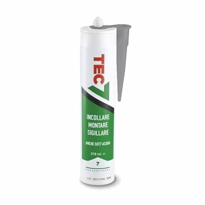 Bild av Tec7 vidhäftning/vidhäftning, montering och tätning, grå, 310 ml, lätt att arbeta med lämplig för många material.