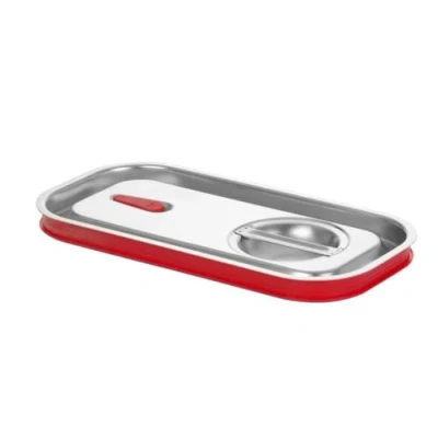 Bild av HENDI Gastronorm lock med silikonkant, lufttät passform, vakuumdräneringsventil, temperaturbeständig från 40 till 300 C, lämplig för ugn och bain maire, GN1/3, 325 x 176 mm, rostfritt stål