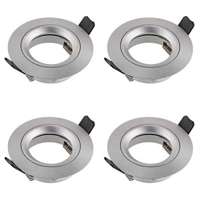 Bild av SEBSON Infälld Spotlight runt Set av 4 Borstad aluminium Tak Monteringsram håldiameter 65mm Takspotlight inkl. GU10 uttag för LED/halogen