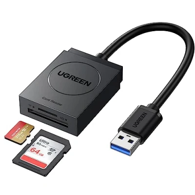 Bild av UGREEN USB 3.0 Kortläsare SD/Micro SD Card Reader för SDXC,SDHC,SD,MMC,RS MMC,Micro SDXC,Micro SD,Micro SDHC 2 i 1 Minneskort Adapter kompatibel med Windows XP/Vista/ 10/8.1/8/ 7, Mac OS, Linux.