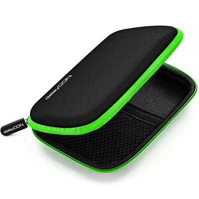 Bild av deleyCON Hårddiskfodral Hårddiskar Fodral HDD För 2,5 Tums och SSD Robust &amp; Stötsäker 2 Innerfack av Nät Svart/Grön