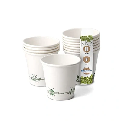 Bild av GREENBOX Återvinningsbar pappersmugg, vit kaffe med EcoUp© Icon och PLA beläggning I 50 Coffee To go engångsmugg biologiskt nedbrytbar 180 ml 18,5 oz kaffemugg