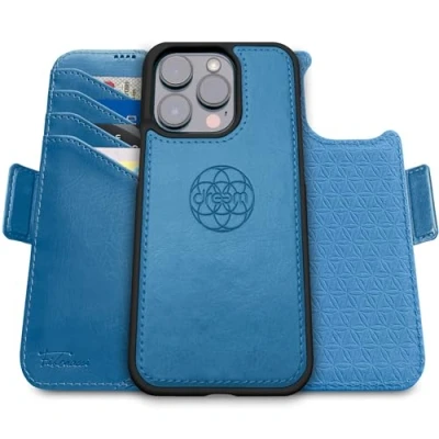 Bild av Dreem Fibonacci iPhone 15 Pro Max plånboksfodral / 2 i 1 stötsäkert fodral och avtagbart foliofodral veganläder, MagSafe kompatibelt, RFID skydd [Skiffer]
