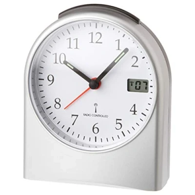 Bild av TFA Dostmann analog trådlös väckarklocka, 98,1040,54, med digital sekundvisning, radioklocka, bakgrundsbelysning, 6,8 x 11,5 15,2 cm, plast