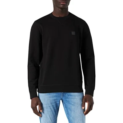 Bild av BOSS herrtröja Westart bomullsfrotté normal passform med logotyplapp, Black001, 4XL