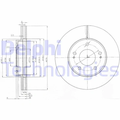 Bild av DELPHI BG3848 Disque de frein 276 24 5 ventilé huilé non traité sans roulement roue, bague ABS MITSUBISHI: ECLIPSE 2, Space Wagon III