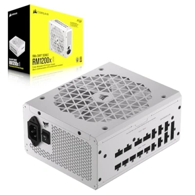 Bild av Corsair RM1200x SHIFT Helt Modulärt ATX Strömförsörjning Sidogränssnitt Dubbla EPS12V Kontakter 3.0 Noll RPM Fan Mode 80 PLUS Gold Effektivitet Vit