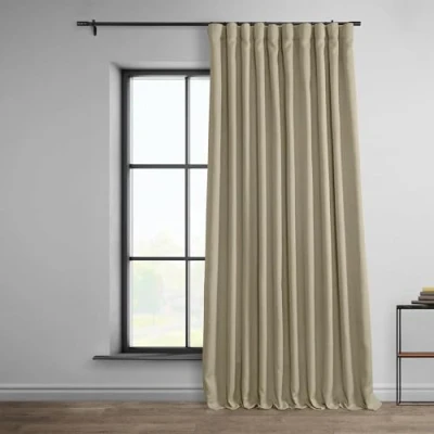 Bild av HPD Half Price Drapes Texturerade mörkläggningsgardiner i konstgjort linne för sovrum, 1 längd, gardiner vardagsrum, heminredning, 254 x 213 cm (B L), ljusbrun (Thatched Tan)