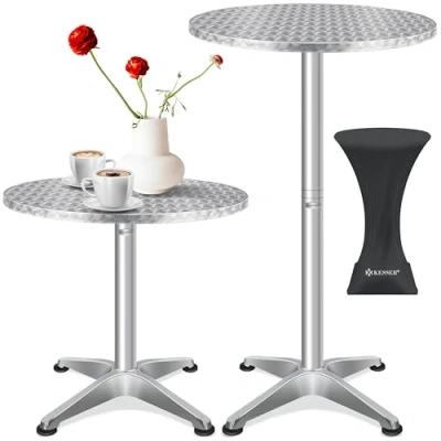 Bild av KESSER® 2 i 1 ståbord bistrobord set om aluminiumplatta rostfritt stål höjdjusterbar 70 cm/115 cm festbord Ø 60 inomhus och utomhusbruk mottagningsbord silver