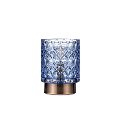 Bild av Pauleen 48242 Chic Glamour Mobil Bordslampa Glas Timerfunktion 6 tim batteri Glaslampa utan sladd Blå/mässing