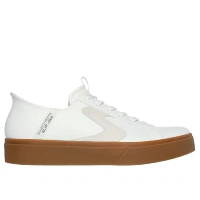 Bild av Skechers Herr handsfree Slip ins Eden Lx Strando Sneaker, Vit Duraleather naturlig trim, 44 EU