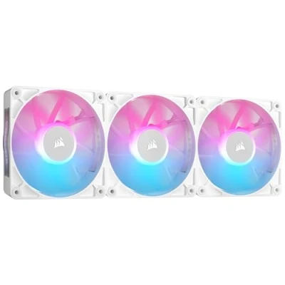 Bild av CORSAIR iCUE LINK RX120 RGB 120 mm PWM Fläktar med System Hub Magnetiskt Kupollager Trepack Vit