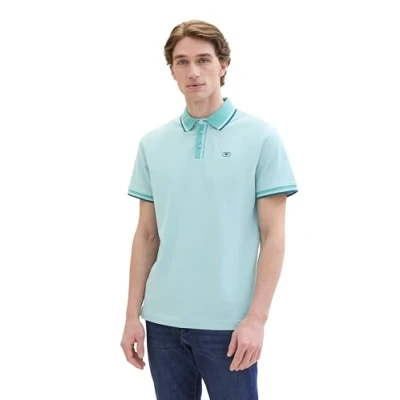Bild av TOM TAILOR Basic Piqué pikétröja för män, 35651 Meadow Teal Twotone, M