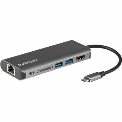 Bild av StarTech.com USB C Multiport adapter 2 x 3.0/HDMI/SD/Gigabit Ethernet med strömförsörjning (USB PD) dock tillgänglig DKT30CSDHPD3 (DKT30CSDHPD)