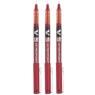 Bild av Pilot BX V5 röd Hi Tecpoint extra fin kulspetspenna 0,5 mm spets 0,3 linjebredd (paket med 3)