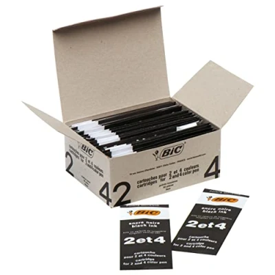 Bild av BIC 4 färger kulspetspatroner svart färger, 50 pack, dokumentäkta bläck, linjetjocklek 0,4 mm
