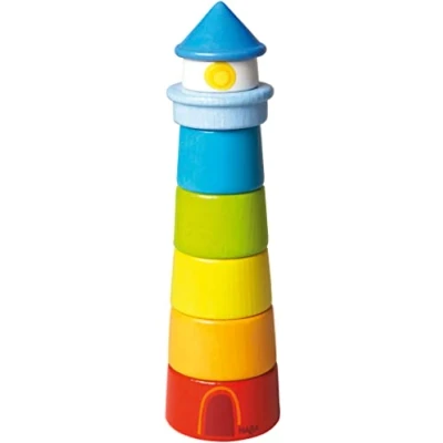 Bild av HABA 300170 Stacking Game Lighthouse, 8 pcs. for 12 months and Up (Made in Germany)