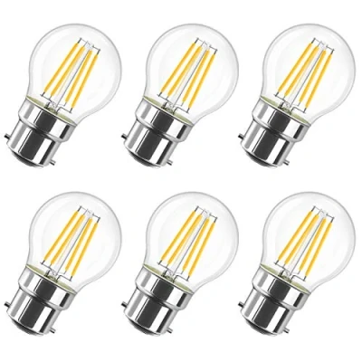 Bild av LVWIT B22 golfboll LED glödlampa, 4 W min bajonett glödlampa 40 glödande ekvivalent, 470 lm, 2700 K varmvit LED, 220240 V, 45 x 76 mm, inte dimbar (6 st)