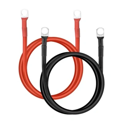 Bild av QWORK® Bilbatterikabel 5AWG/16 mm² 100 cm med M10 förtennad kopparterminaler för bil, motorcykel, lastbil, husbil, marin, sol, båt
