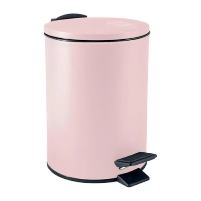 Bild av Spirella 3 liter papperskorg (rostfritt stål, med automatisk nedstigning och inre kub, mjuk stängning), i rosa pinne matt
